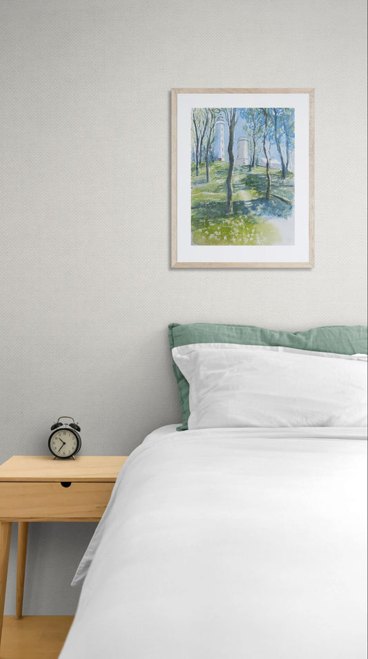 Original akvarell av fjord og fjell, norsk naturkunst, perfekt gave eller veggdekor