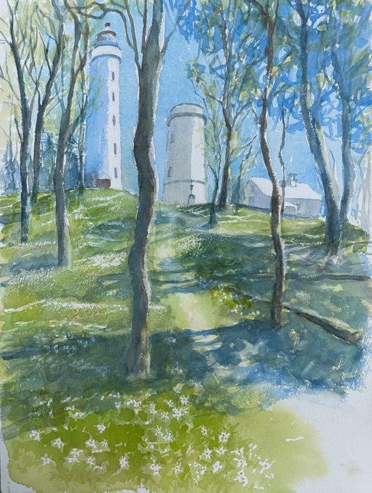 Original akvarell av fjord og fjell, norsk naturkunst, perfekt gave eller veggdekor