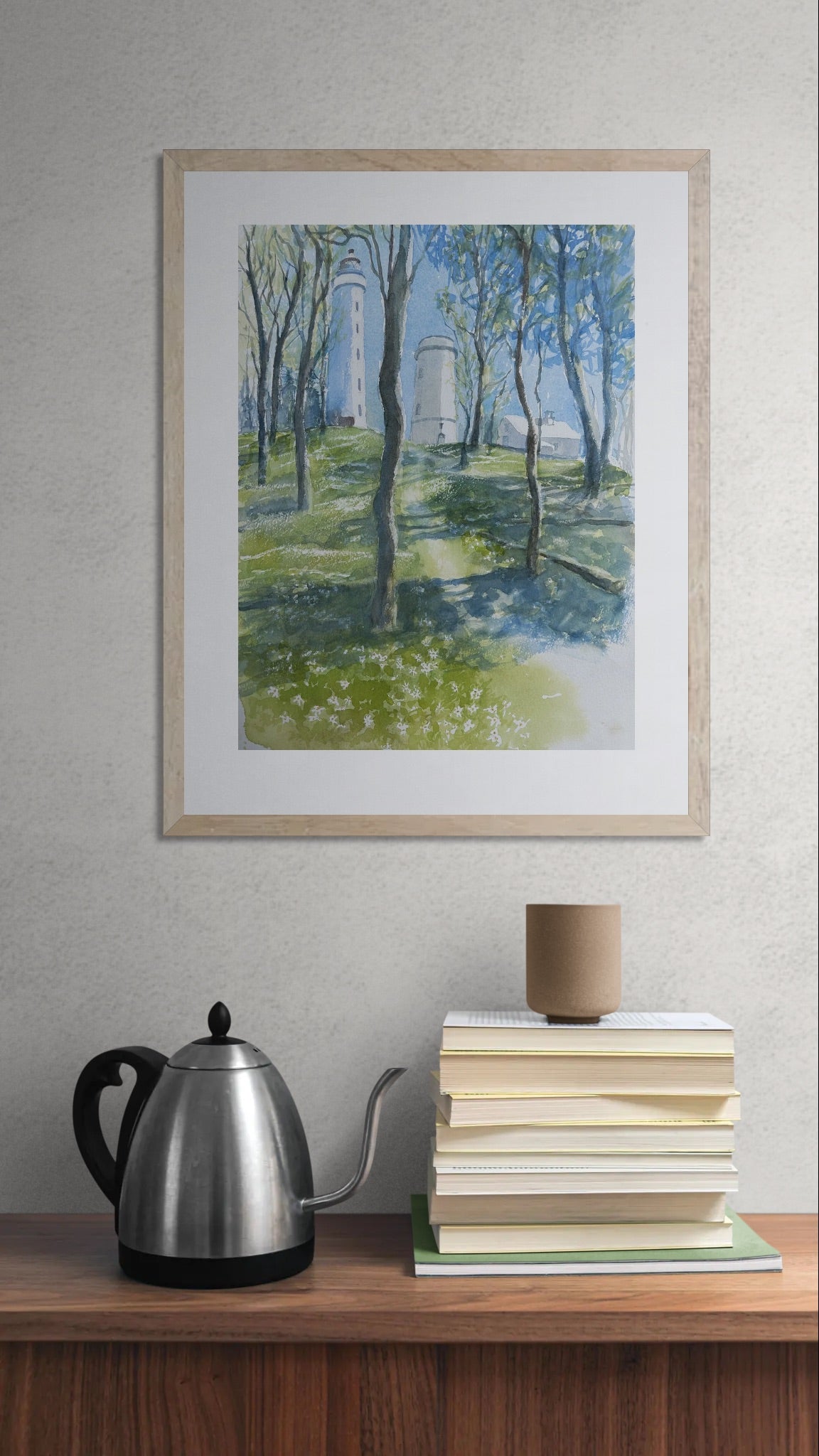 Original akvarell av fjord og fjell, norsk naturkunst, perfekt gave eller veggdekor