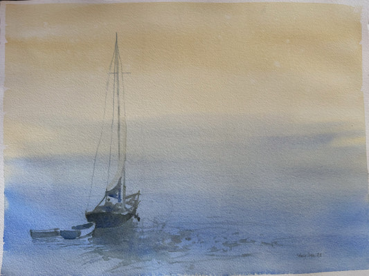 Den Gamle Mannen og Havet, Akvarell (37x48 cm)